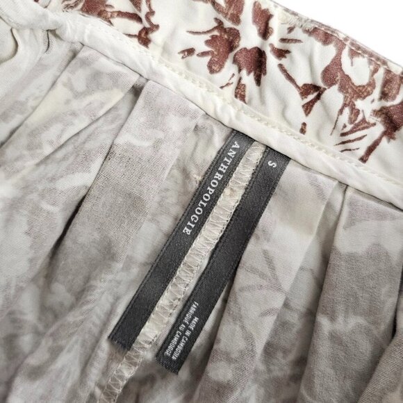 Anthropologie Printed Pleated Shorts, Floral, Cotton, Brown, High-Rise, Sz Small - Picture 4 of 9